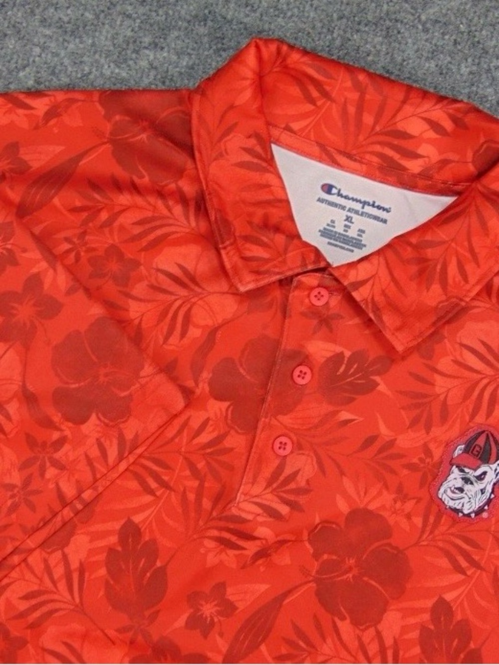 Georgia Bulldogs Polo Mens XL
Champion Red Floral NCAA
Tropical Hawaiian Shirt
